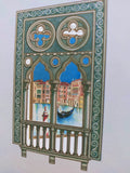 Venice card 3D laser cut window &#39;Canal with Gondola&#39;