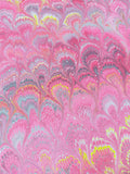 Hand marbled sheet of paper - Dark Pink Peacock design