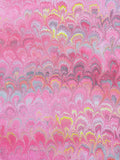 Hand marbled sheet of paper - Dark Pink Peacock design