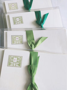 Single letter flat card set - Cards &quot;LG&quot; with monogram and envelopes