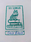 Bookplate rubber stamp - Cat, Owl or feather quill