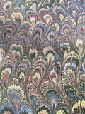 Hand marbled sheet of paper -bookbinding paper - decoupage paper - scrapbooking paper - multicolour peacock