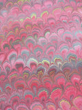 Hand marbled sheet of paper - Dark Pink Peacock design