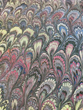 Hand marbled sheet of paper -bookbinding paper - decoupage paper - scrapbooking paper - multicolour peacock