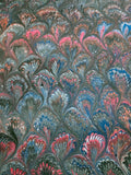 dark multicolor marbled paper - peacock pattern