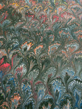 dark multicolor marbled paper - peacock pattern