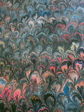 dark multicolor marbled paper - peacock pattern