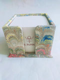 Hand marbled multicolor light memo box and pad