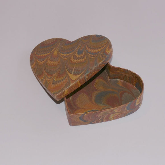 Heart Shaped Box (Md) - Hand Marble (Peacock Feather)